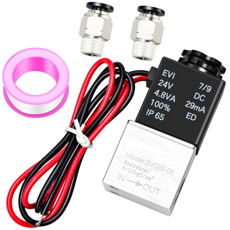 ERGAOBOY 24V DC 1/8 "BSP électrovanne d'air électrique normalement fermée avec positions à 2 voies (2V025-06)