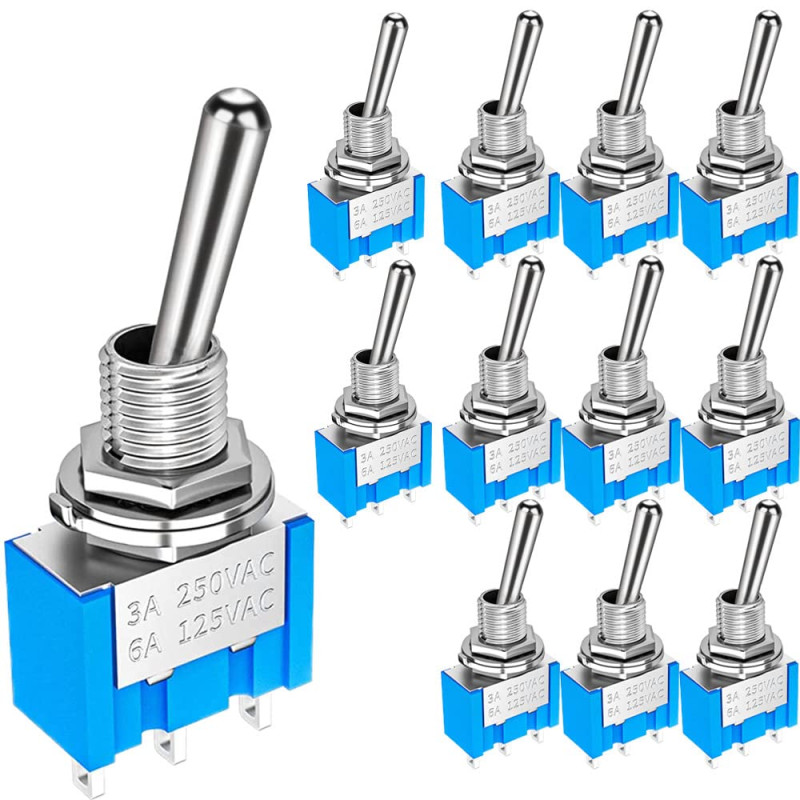 Gebildet 12pièces MTS-103 Mini Interrupteur à Bascule 125VAC 6A ON/OFF/ON SPDT, Micro Interrupteur à Levier 3 Broches 3 Position Gebildet 12pièces MTS-103 Mini Interrupteur à Bascule 125VAC 6A ON/OFF/ON SPDT, Micro Interrupteur à Levier 3 Broches 3 Position