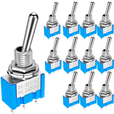 Gebildet 12pièces MTS-103 Mini Interrupteur à Bascule 125VAC 6A ON/OFF/ON SPDT, Micro Interrupteur à Levier 3 Broches 3 Position