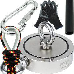 Sensei Kit de Pêche à l'Aimant, Aimant Néodyme Double Face 500 kg N52 avec Accessories