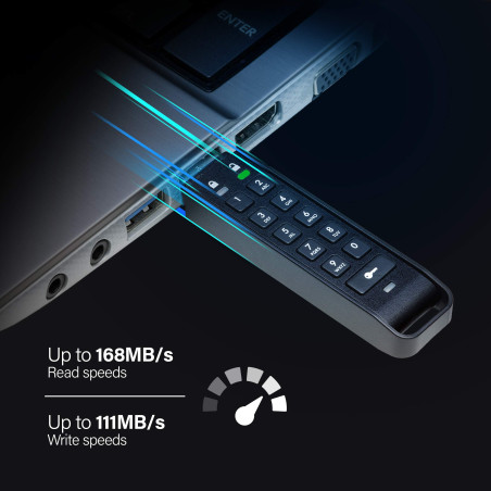 iStorage datAshur Personal2 16 GB - Clé USB sécurisée - Protégé par mot de passe - Portable - Cryptage matériel de qualité milit