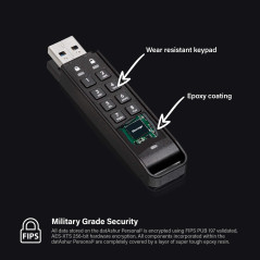 iStorage datAshur Personal2 16 GB - Clé USB sécurisée - Protégé par mot de passe - Portable - Cryptage matériel de qualité milit