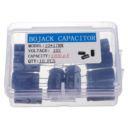BOJACK 1000uF 16V 10x17mm Condensateurs 1000 MFD 16 volts 0,39x0,67 pouces ± 20% condensateurs électrolytiques en aluminium (paq