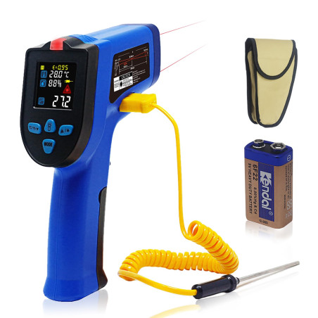 KETOTEK Thermomètre infrarouge, Pistolet de Température double Laser Sans Contact -50°C~550°C, Pyromètre avec thermocouple K Emi