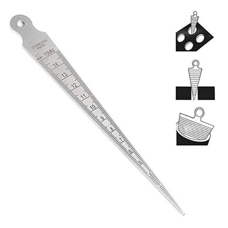 Bestgle Jauge Conique 1-15mm 1/32-5/8" Acier Inoxydable Jauge de Soudage Conique Inch Métrique Palpeur Métrique Trou Mesure Outi