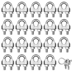 20 Pièces Serre Cable Acier M2 Serre Cable Inox 304 U Boulon Clip de Câble Métalliques pour Câble Métallique de Corde 2mm