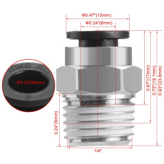 Heschen Raccords Rapides PC6-02 6mm Push In Joint Thread Mâle 1/4 "Connecteur Pneumatique Raccords Rapides 10 Pcs