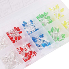 DollaTek 200pcs 3MM Kit assorti de lumière LED rouge vert bleu jaune blanc bricolage LED ensemble