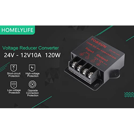 HOMELYLIFE DC 24V à 12V 10A 120W Convertisseur de puissance Régulateur abaisseur pour transformateur basse tension de voiture (2