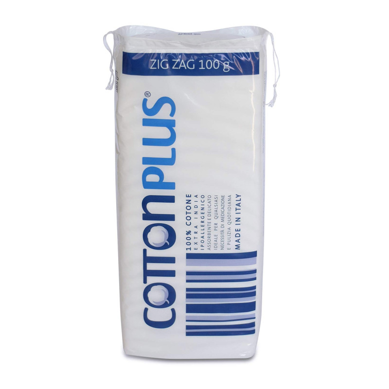 Cotton Plus ZIG ZAG 100 g - LIGNE MÉDICALE | 100% pur coton hydrophile cardé pour usage médical | Doux et absorbant. Cotton Plus ZIG ZAG 100 g - LIGNE MÉDICALE | 100% pur coton hydrophile cardé pour usage médical | Doux et absorbant.