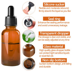 INHEMING 30ml Flacon Compte-gouttes Verre, Marron Flacon Vides avec Pipettes Verre, pour Huiles Essentielles, Aromathérapie, Liq