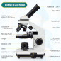 MAXLAPTER Microscope 2000x à LED avec Règle Mobile - Optique de Laboratoire avec Lames Préparées et Vierges - Adaptateur de Lent MAXLAPTER Microscope 2000x à LED avec Règle Mobile - Optique de Laboratoire avec Lames Préparées et Vierges - Adaptateur de Lent