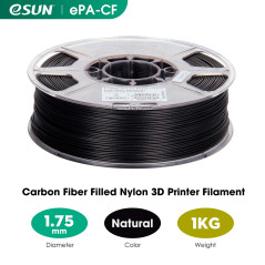 eSUN Nylon Fibre de Carbone Filament 1.75mm, Imprimante 3D Filament PA-CF, Précision Dimensionnelle +/- 0.05mm, 1KG Bobine (2.2