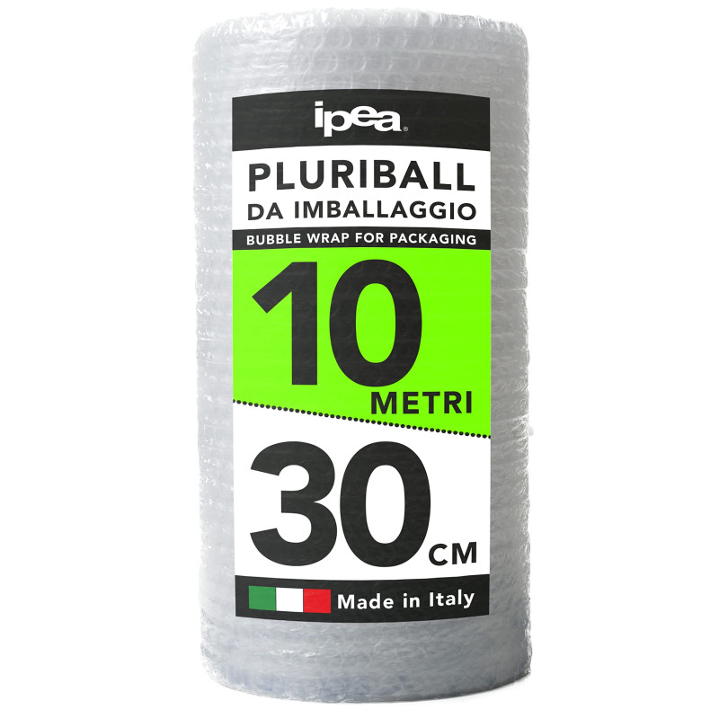 IPEA Rouleau Papier Film à Bulles pour l'Emballage et l'Expédition - 10 Mètres x 30 cm - Made in Italy - Pluriball pour la Prote