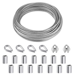 YSDMY Kit de Suspension avec Corde en Acier Inoxydable 10M, Câble Métallique 2mm Enduit de Nylon, Clips M2, Cosses et Manchons à