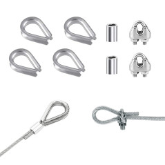 YSDMY Kit de Suspension avec Corde en Acier Inoxydable 10M, Câble Métallique 2mm Enduit de Nylon, Clips M2, Cosses et Manchons à