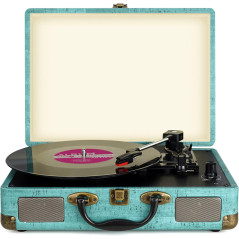 Platine Vinyle stéréo Portable, Tourne-Disque Bluetooth 3 Vitesses (33 1/3, 45 et 78 TR/Min) avec Haut-parleurs intégrés, phonog
