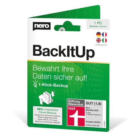 Logiciel sauvegarde Nero BackItUp | Sauvegarde automatique, Cloud, chiffrement AES 256 bits & Restauration | Licence à vie | 1 P