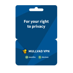 Mullvad VPN - VPN Logiciel 12 Mois pour 5 Appareils - Protégez Vie Privée avec un Serveur VPN de Sécurité Facile à Utiliser