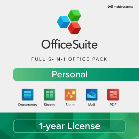 OfficeSuite Personal Compatible with Microsoft® Office Word® Excel® & PowerPoint® and Adobe® PDF - 1 Year License for 1 Windows