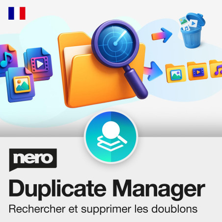 Nero Duplicate Manager | Doublons photos (HEIC/HEIF, RAW, JPG, PNG), vidéos & musique | IA images similaires | Scan disques exte