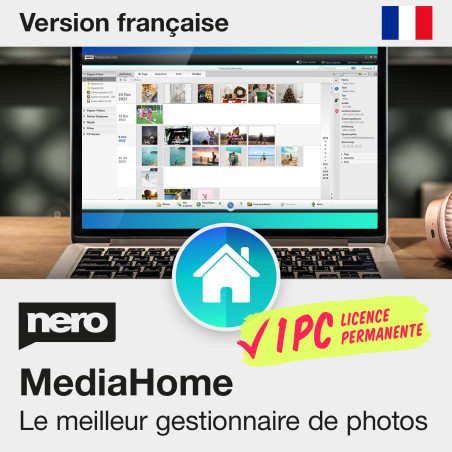 Nero MediaHome Gestion de Photos | Organiser, Trier et Renommer Images avec IA | Créer Diaporamas avec Musique | Licence à vie |