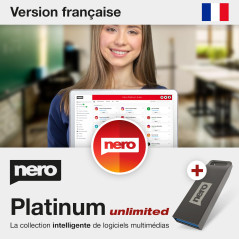 Nero Platinum Unlimited | Suite logicielle multimédia clé USB | Logiciel montage vidéo 4K/8K | Sauvegarde données | Gestion phot