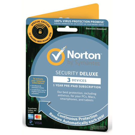 Norton Security ,3 appareils + confidentialité WiFi ,3 Devices + Wifi Privacy