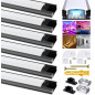 Chesbung Profilé Aluminium pour Bandes Led, Canal avec Couvercle Blanc Crème, Diffuseur et Embouts, Clips de Montage en Métal