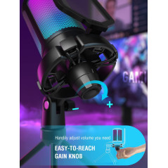 FIFINE USB Micro Gaming, Micro PC pour Podcast Streaming, Condensateur Microphone de Bureau per PS4 PS5 Ordinateur, avec Bouton 