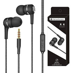 Écouteurs Filaire,Écouteurs Intra-Auriculaires,avec Microphone et Controle Volume,Jack 3.5mm Universel,Ergonomique oreillette Fi