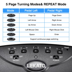 LEKATO Bluetooth Page Turning Pédale Silencieux Partitions Page Turner Pédale pour Tablette et Téléphone