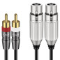 J&D 2 RCA Mâle vers 2 XLR Femelle Câble, Câble Audio HiFi Asymétrique Double XLR vers RCA Cordon Stéréo D'interconnexion pour Ha