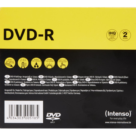 1x10 Intenso DVD-R 4,7GB 16x Speed, Slim Case
