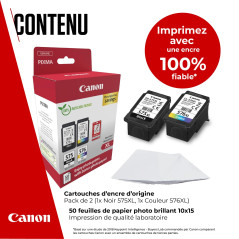 Canon PG-575XL / CL-576XL High Yield Genuine Ink Cartridges, Pack of 2 (1 x Black, 1 x Colour); Includes 50 Sheets of 4x6 Photo