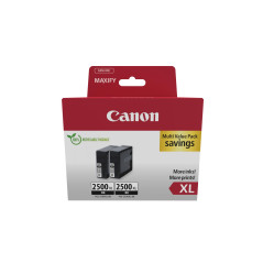 Canon PGI-2500XL High Yield Genuine Black Ink Cartridges, Pack of 2 - Cardboard Pack
