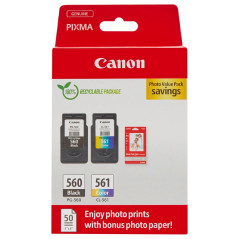 Canon CLI-571 Lot de 4 Cartouches d'encre Authentiques (Noir, Cyan, Magenta, Jaune) – Carton Multipack