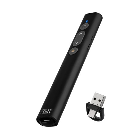 T'nB - SlidePoint Pointeur Laser De Présentation sans Fil, Dongle 2 en 1 USB A et USB C, Rechargeable, Commandes Diapo et Contro