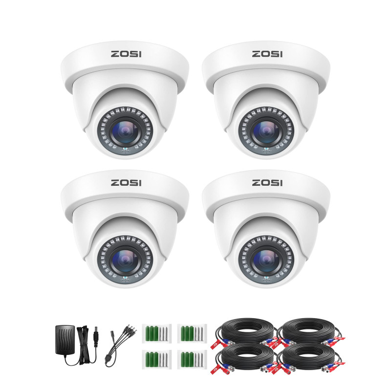 ZOSI 1080P 4pcs TVI Caméra de Surveillance Extérieure IP66 Objectif 3.6mm IR Vision 24 m 90° Angle - Compatible avec Enregistreu ZOSI 1080P 4pcs TVI Caméra de Surveillance Extérieure IP66 Objectif 3.6mm IR Vision 24 m 90° Angle - Compatible avec Enregistreu