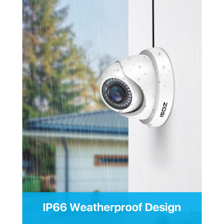 ZOSI 1080P 4pcs TVI Caméra de Surveillance Extérieure IP66 Objectif 3.6mm IR Vision 24 m 90° Angle - Compatible avec Enregistreu