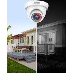 ZOSI 1080P 4pcs TVI Caméra de Surveillance Extérieure IP66 Objectif 3.6mm IR Vision 24 m 90° Angle - Compatible avec Enregistreu