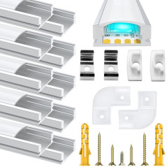 Profil en Aluminium, Chesbung 10 x 1Mètre Aluminium Profilé U-forme pour Bandes à LED, Compact Finition Professionnelle avec Bla