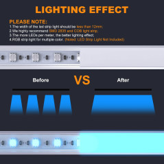 Profil en Aluminium, Chesbung 10 x 1Mètre Aluminium Profilé U-forme pour Bandes à LED, Compact Finition Professionnelle avec Bla