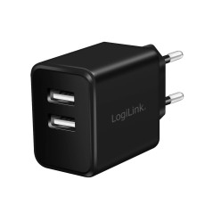 LogiLink PA0210 Fast Charging Adaptateur de Prise USB (2 x USB-A, 12 W) pour Smartphones/tablettes/lecteurs MP3-MP4/eBooks/Navi/