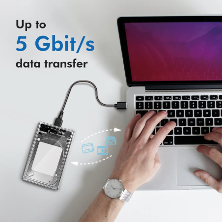 LogiLink Boîtier USB 3.0 pour Disque Dur 2,5" HDD/SSD jusqu'à 16 to, Windows/MacOS/Chrome OS/Linux