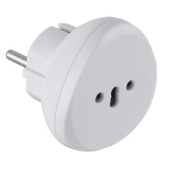 Electraline 70057 Adaptateur de voyage Suisse/Italie/Brazil vers France/Europe, blanc
