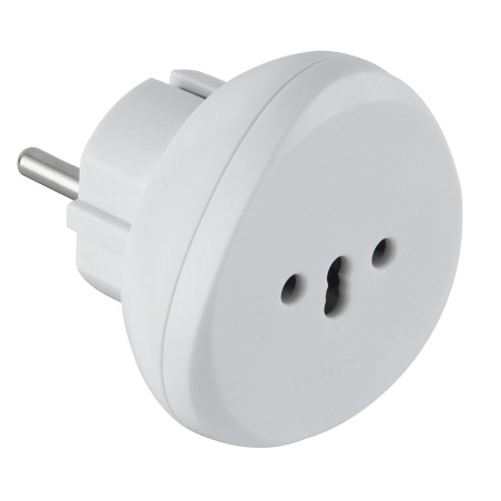 Electraline 70057 Adaptateur de voyage Suisse/Italie/Brazil vers France/Europe, blanc