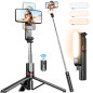 Perche à Selfie avec Lumière 111cm, Trépied Amélioré pour Téléphone avec Télécommande Détachable, 360° Rotation Perche Selfie po Perche à Selfie avec Lumière 111cm, Trépied Amélioré pour Téléphone avec Télécommande Détachable, 360° Rotation Perche Selfie po