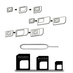 CCLKHY 3 in1 SIM Nano Adaptateur de Carte, Nano SIM Cartes Kit, Adaptateur SIM et Epingle D'ejection, pour Smartphones