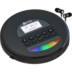 KLIM Nomad - Nouveauté - Lecteur CD Portable - Batterie Intégrée Longue Durée - avec Écouteurs - Compatible CD-R, CD-RW, MP3 - B